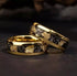 Men's 8mm Tungsten Gold Leaf Flakes & Crushed Meteorite Comfort-Fit Wedding Band